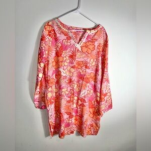 Lilly Pulitzer Pink and Orange Floral Swim Coverup